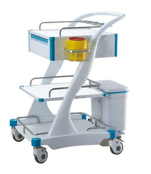 Mobile Medical Workstation Cart Base, Multi-Tier Trays, and Plastic Components